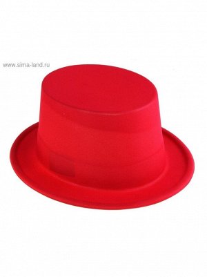 Шляпа цилиндр цвет красный р-р 56-58