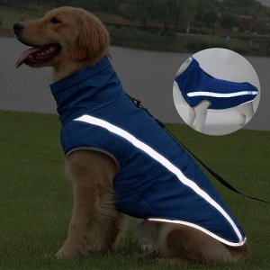 Теплая одежда для собак жилет зимний синий 4XL
