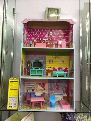 Деревянные игрушки: Кукольный дом 3 этажа TX1093 (1/1) (разм. 51,5*26*92,5)