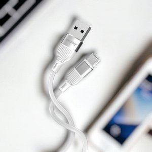 Кабель (провод зарядный) Type С, 3 А, 1м для телефона, белый, силиконизированный, S72 (iK-3112-S72w)