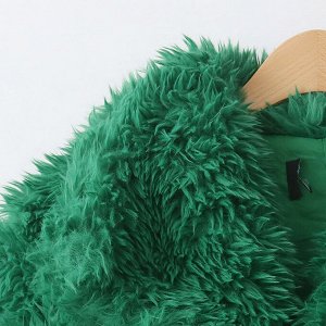 Женская зеленая шуба из искусственного меха