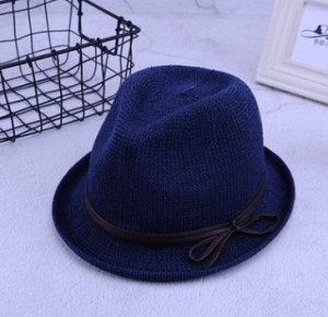 Шляпа Шляпа, оформленная декоративным бантом цвет: СИНИЙ, солома. Размер (обхват головы, см): M (56-58см)