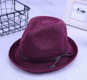 Шляпа Шляпа, оформленная декоративным бантом цвет: БОРДОВЫЙ, солома. Размер (обхват головы, см): M (56-58см)