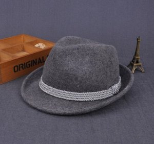 Шляпа Шляпа, оформленная декоративной веревкой цвет: СЕРЫЙ, смесь шерсти. Размер (обхват головы, см): M (56-58см)