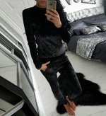 Костюм: футболка с длинными рукавами+леггинсы цвет: ЧЕРНЫЙ
