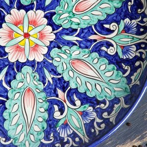 Ляган Риштанская Керамика "Цветы", 32 см, синий