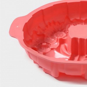 Форма силиконовая для выпечки Доляна «Немецкий кекс. Праздничный венок», 26?30 см, с ручками, цвет МИКС