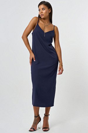 Платье-комбинация струящееся в бельевом стиле темно-синее
