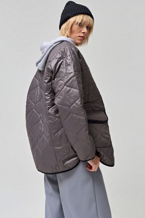 Куртка стеганая из плащевой ткани асфальт