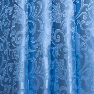 Портьерная ткань ширина 150 см длина-6 метров  цвет голубой вензель