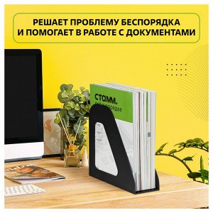 Лоток для бумаг вертикальный СТАММ ""Фаворит"", черный, ширина 90мм