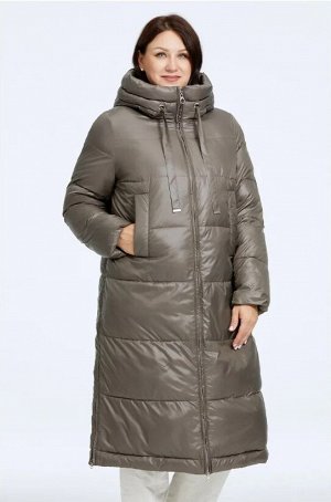 Женский зимний пуховик с удобными карманами, капюшоном и регулировкой свободы движения или объема по бедрам, цвет хаки