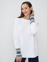 Джемпер женский 9242-94090   501/5300521/4300914/3600588 белый/ристретто/нефритовый аспарагус/деним