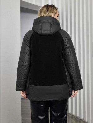 Женская зимняя куртка с капюшоном и модной отделкой из стриженного меха, цвет черный