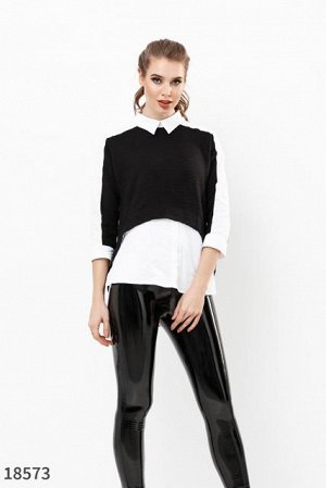 Женская блузка 18573 черный белый
