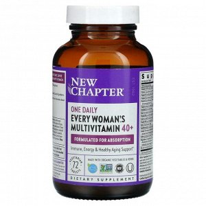 New Chapter, 40+ Every Woman's One Daily, витаминный комплекс на основе цельных продуктов для женщин старше 40 лет, 72 вегетарианские таблетки