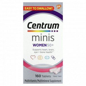 Centrum, Для женщин старше 50 лет, мини-мультивитамины, 160 таблеток