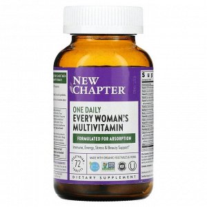 New Chapter, One Daily Every Woman's, мультивитамины для женщин, 72 вегетарианские таблетки