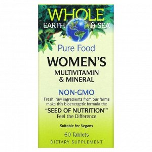 Natural Factors, Пищевая добавка Whole Earth & Sea, мультивитаминный и минеральный комплекс для женщин, 60 таблеток