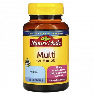 Nature Made, Мультивитамины для женщин за 50, 60 гелевых капсул