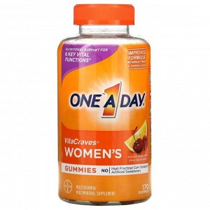 One-A-Day, VitaCraves для женщин, мультивитаминная и мультиминеральная добавка, 170 жевательных таблеток