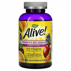 Nature's Way, Alive! мультивитамины для женщин от 50 лет, ягодный микс, 130 жевательных таблеток