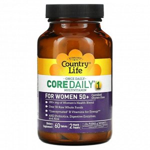 Country Life, Мультивитамины Core Daily-1 для женщин старше 50 лет, 60 таблеток
