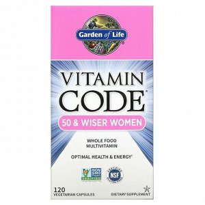 Garden of Life, Vitamin Code, мультивитамины из цельных продуктов для женщин от 50 лет, 120 вегетарианских капсул
