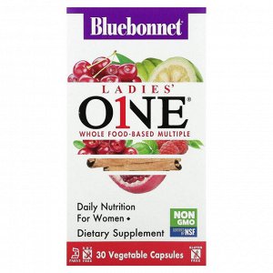 Bluebonnet Nutrition, Ladies 'ONE, комплексные продукты на основе цельных продуктов, 30 растительных капсул