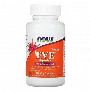 NOW Foods, Eve, эффективные мультивитамины для женщин, без железа, 120 растительных капсул