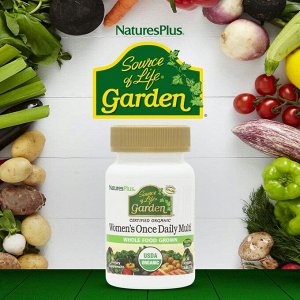 NaturesPlus, Source of Life Garden, мультивитамины для женщин для приема один раз в день, 30 веганских таблеток