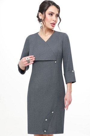 DStrend Платье темно-серое с карманами, геометрическими формами