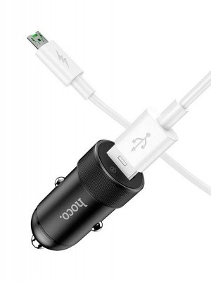 Автомобильное зарядное устройство Hoco Z32A + кабель microUSB 18w / Зарядка в прикуриватель / Зарядка автомобильная