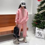 Утеплённый спортивный костюм для девочки, цвет розовый