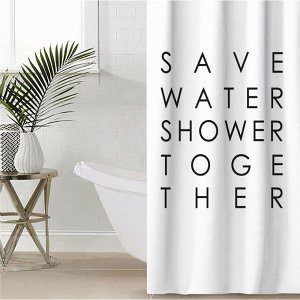 Штора для ванной Этель "Save water" 145 х 180 см, полиэстер 5494682