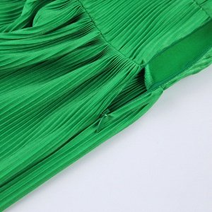 Плиссированное мини-платье с длинными расклешенными рукавами, зеленый