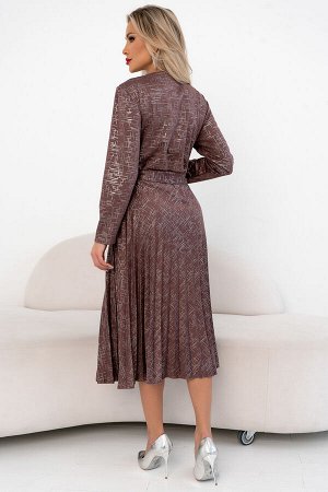 Платье с юбкой-плиссе (коралловый) Р11-2009/3