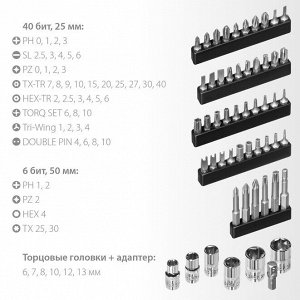 Набор: реверсивно-рычажная отвертка с насадками 55 шт