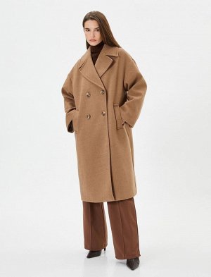 Кашемировое пальто оверсайз на пуговицах с карманом