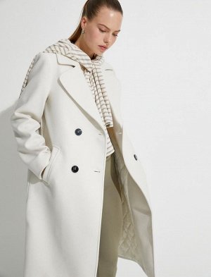 Длинное кашемировое пальто оверсайз, двубортное, на пуговицах, с карманами