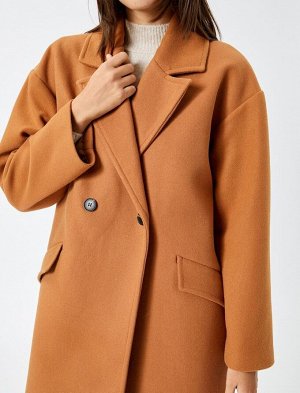Длинное пальто-манжеты, двубортное пальто с карманами на пуговицах и деталями