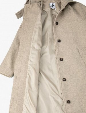 Шкатулка для пальто, пояс с детальным карманом, воротник рубашки на пуговицах