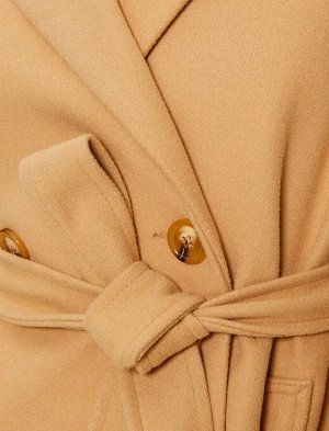 Пальто Kachet с поясом на талии, двубортный карман на пуговицах, детализированный
