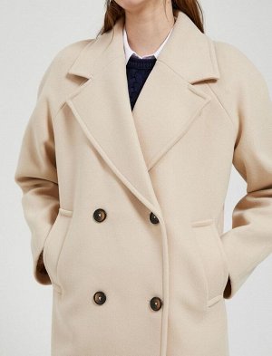 Длинное пальто-манжета, двубортное пальто с застежкой на пуговицы и детальным карманом