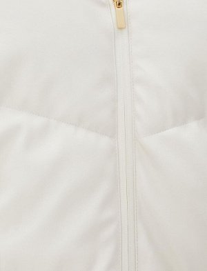 Длинная куртка-пуховик с кожаным эффектом, капюшоном и молнией