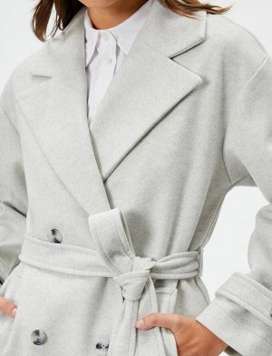 Пальто Stamp, двубортное, с карманом на пуговицах, с поясом на талии