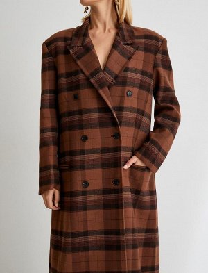 Кашемировое пальто оверсайз с длинным двубортным карманом на пуговицах