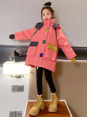 Зимняя куртка с капюшоном для девочки, цвет розовый