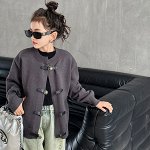 Трикотажный кардиган на кнопка для девочки, цвет серый