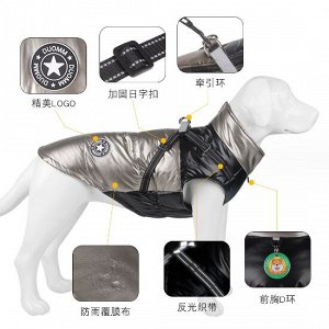 Теплая одежда для собак зимняя на синтепоне черно-золотистый 7XL